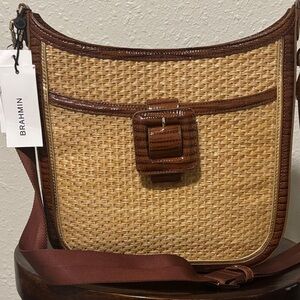 Brahmin Tan and Brown Woven Shoulder Bag